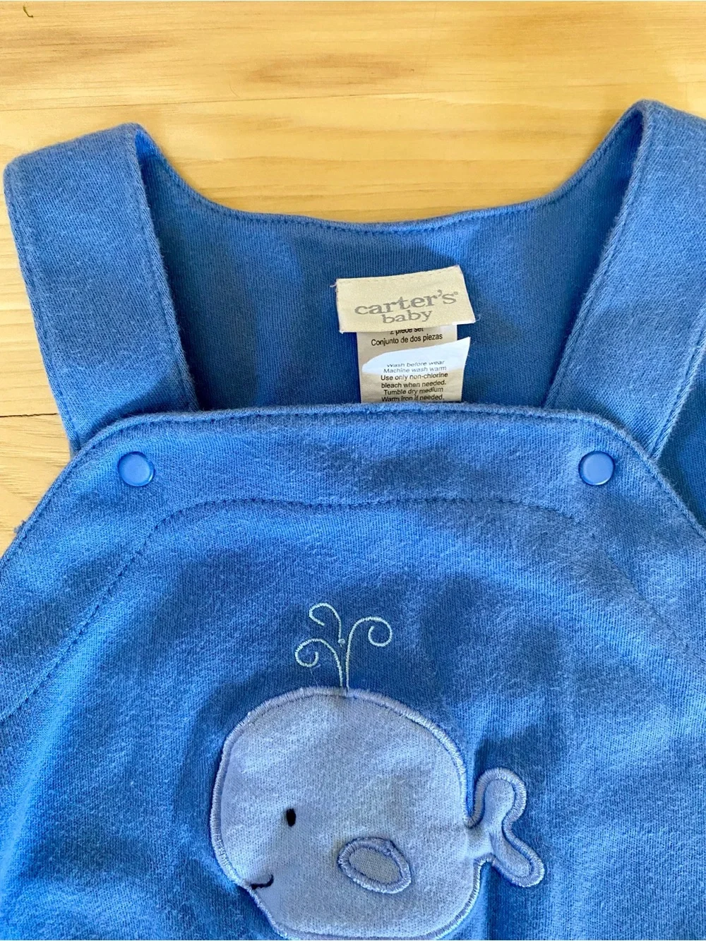 Vintage Carters Baby Whale Overall Romper 6-9 Months